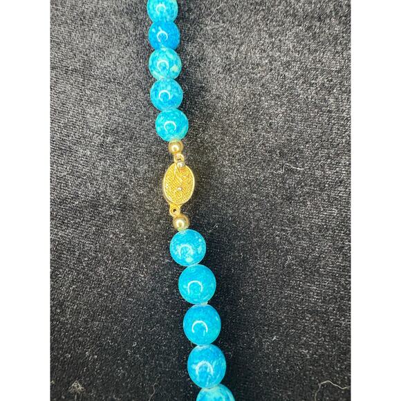 Vintage Turquoise Ceramic Beads Butterfly Necklace - Picture 5 of 6